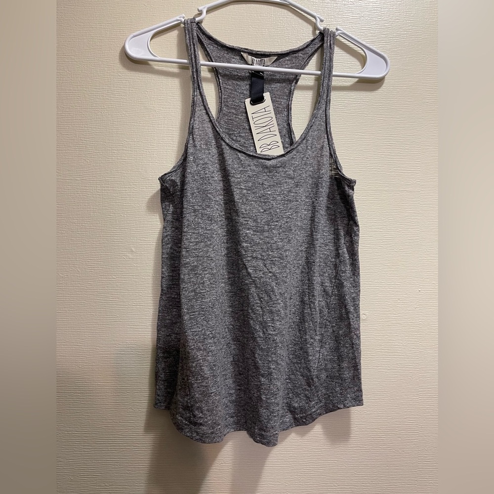 BB Dakota Women Gray Mackie Tank Top Racerback Summer Athletic Casual athletic